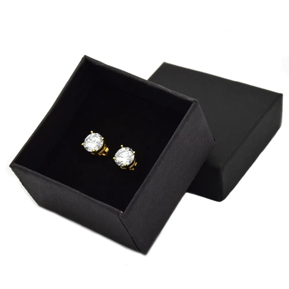 Men Gold Cubic Zircon Stud Earring